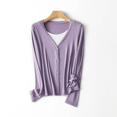 Women Lightweight Long Sleeve Button-Up Cardigan Amarae