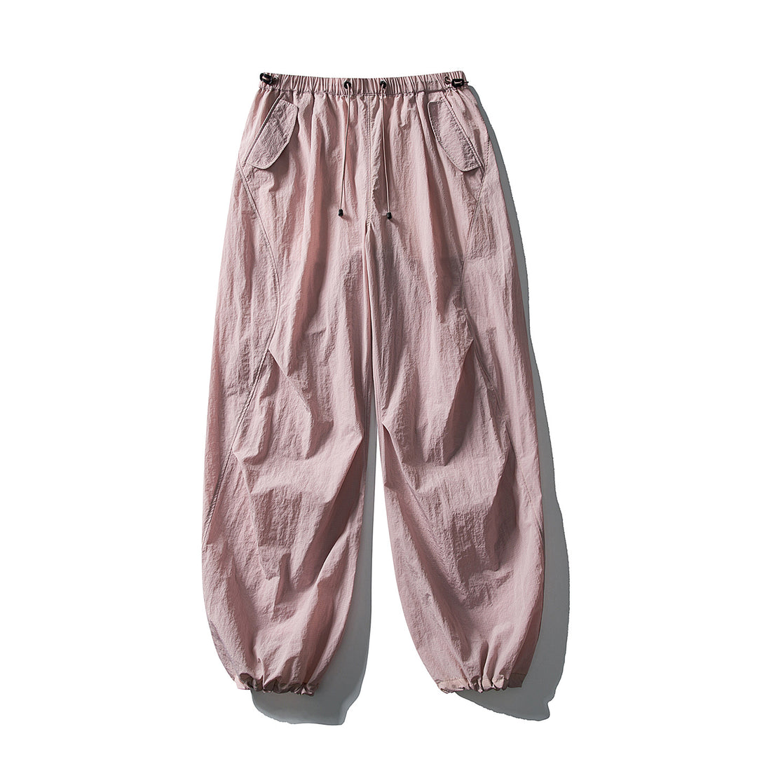 Unisex Wide Utility Pants with Balloon Silhouette, Elastic Drawstring Waistband and Cuffs Amarae