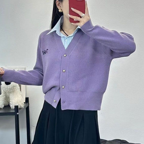 Femme cardigan décontracté avec col en V et boutons décoratifs Chic & Stil