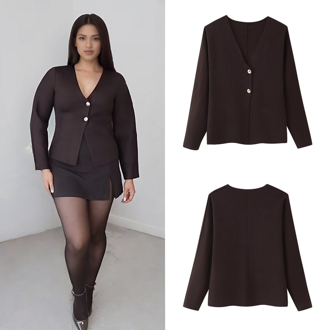 Ladies elegant knitted vest with V-neck and buttons Lune London