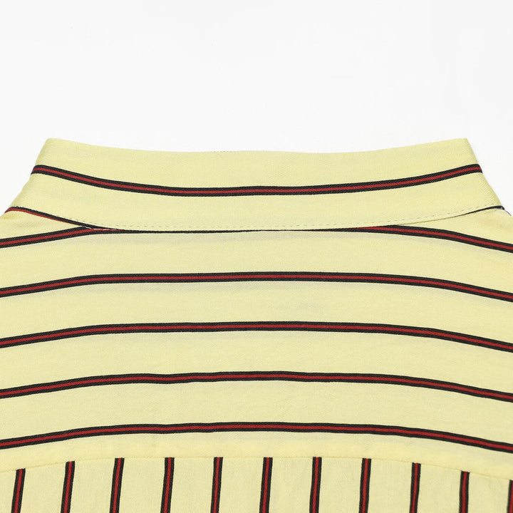 Women's Striped Oversized Blouse with Stand Collar and Chest Pocket Amarae