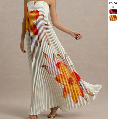 Women's maxi dress with pleated design and floral print Amarae