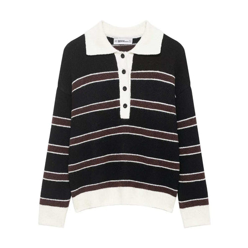 Pull décontracté pour femmes avec col et patte de boutonnage Chic & Stil