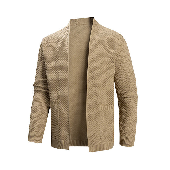 Knitted jacket for men with textured design and practical pockets Lune London