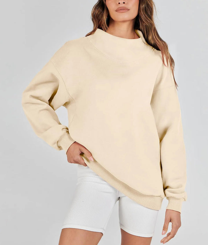 Oversized sweatshirt for women with high collar and side slits Lune London