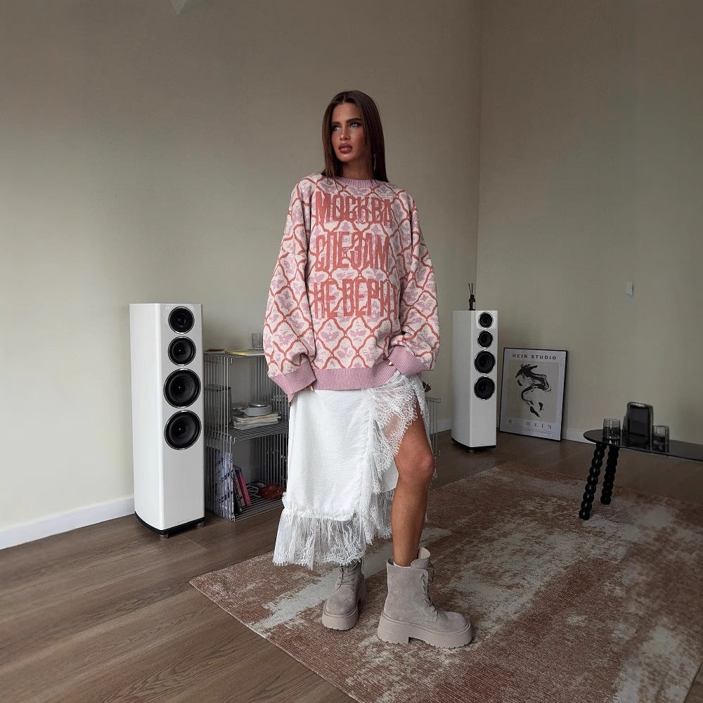 Casual knitted sweater for women with a modern pattern Lune London