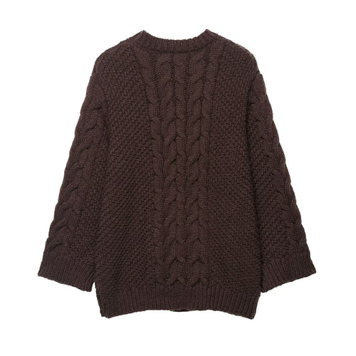 Chunky knit sweater for women with round neck and relaxed fit Amarae