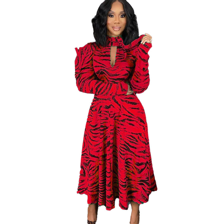 Midi dress for women with a high collar and asymmetrical cut Lune London