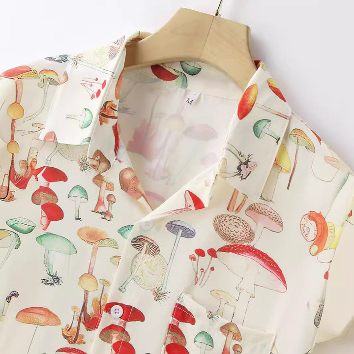 Long sleeve shirt for women with a creative mushroom pattern and high-quality materials Lune London