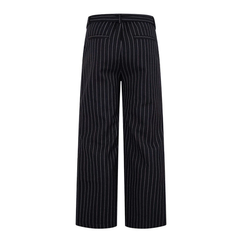 Women Wide Linen-Mix Culotte Pants with High Waist and D-Ring Belt Amarae