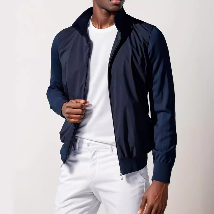 Sporty transition jacket for men with modern high collar and elastic cuffs Lune London