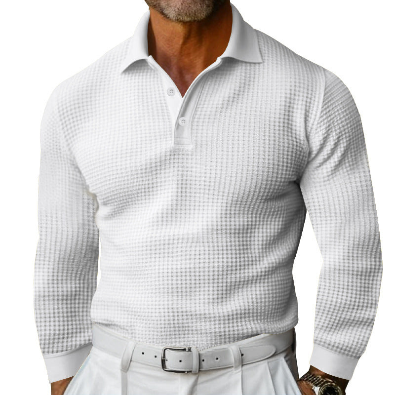Stylish long sleeve men's t-shirt with structured design and modern button placket Amarae