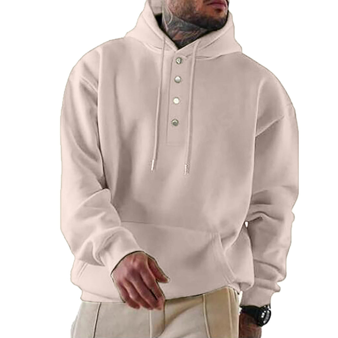 Men's Hoodie with Button Placket and Xxl Fit Chic Und Stil