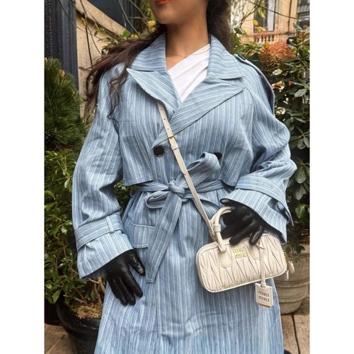 Trench coat for women with striped design and tie belt Amarae