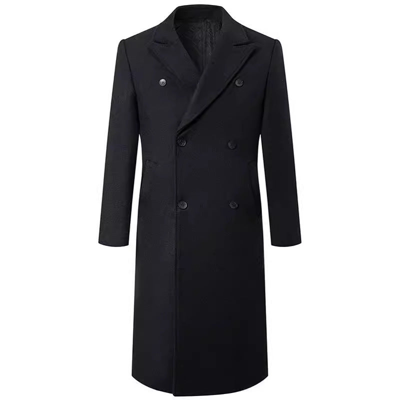 Men's Elegant Double-Breasted Coat with Traditional Collar Amarae