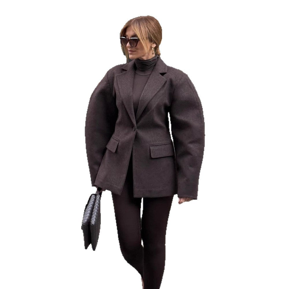 Women's Oversized Structured Blazer with Emphasized Shoulder Area and Voluminous Sleeves Amarae