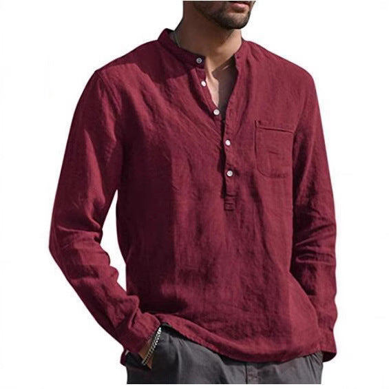 Classic Henley collar shirt for men with chest pocket Lune London