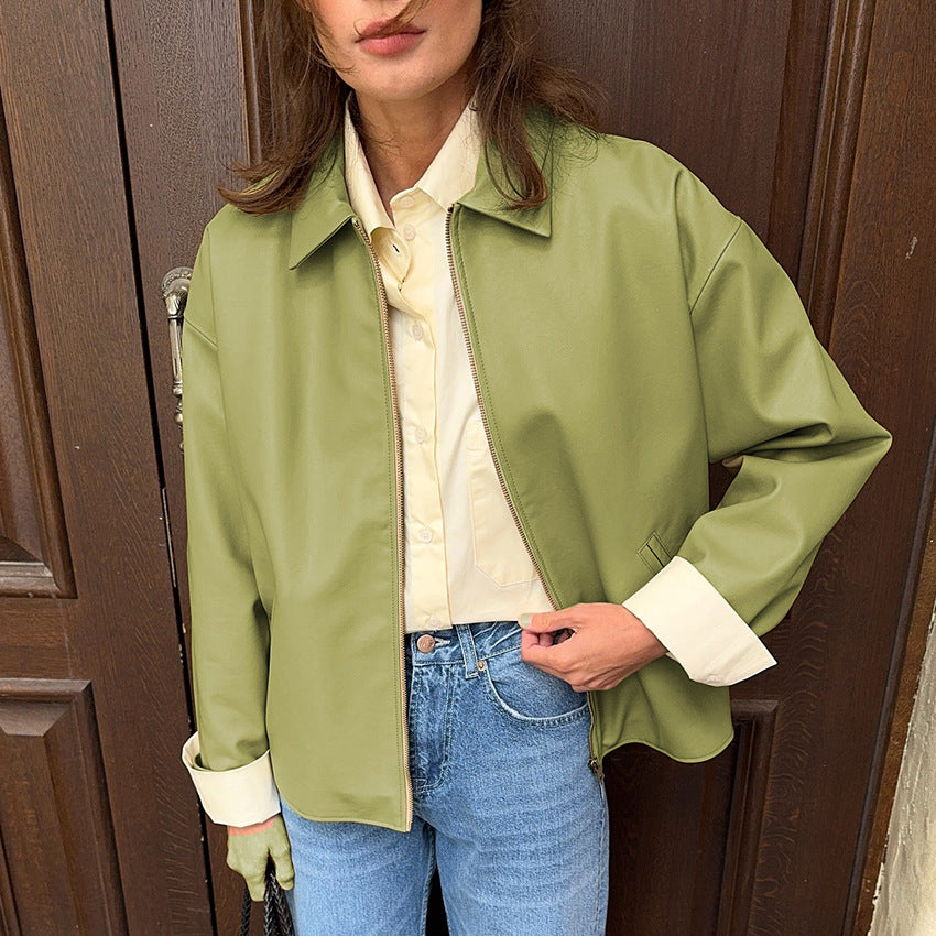 Ladies' faux leather jacket with a relaxed fit and modern design Lune London