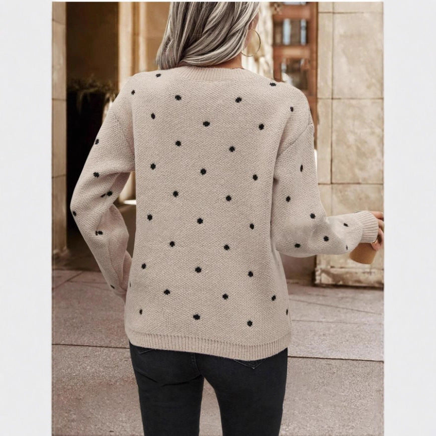 Knit patterned sweater for women with crew neck and relaxed fit Lune London