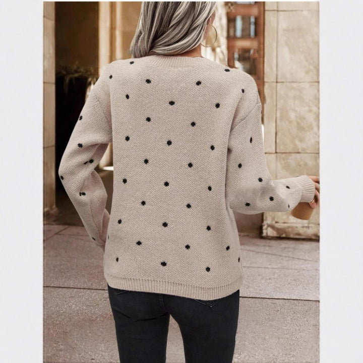 Knit patterned sweater for women with crew neck and relaxed fit Lune London