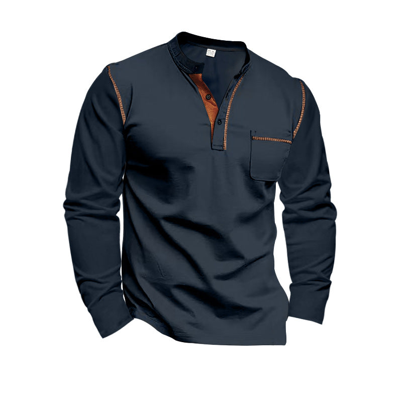 Men's long sleeve shirt with a casual stand-up collar and contrasting accents Lune London