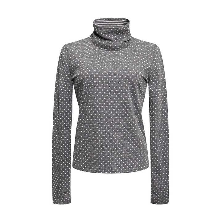 Women's roll-neck fine-knit shirt with polka dot pattern and elastic jersey Amarae