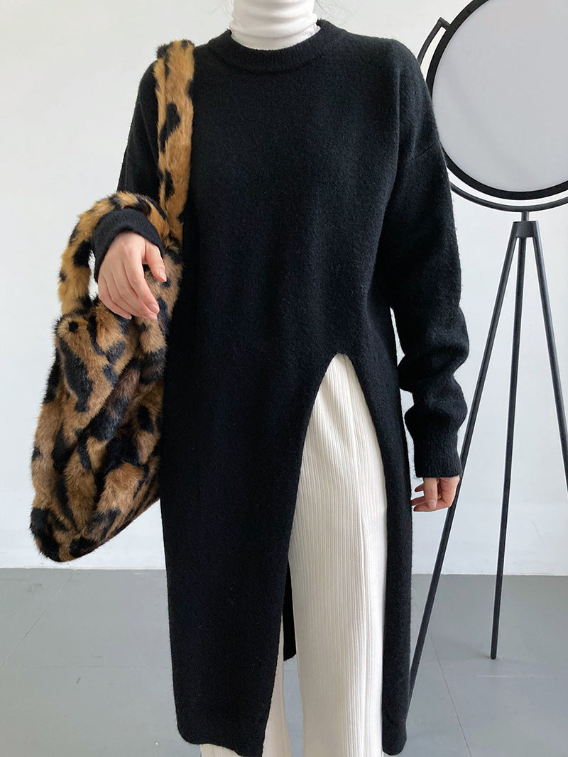 Pull en tricot pour femmes avec manches longues et élégant col rond Chic & Stil