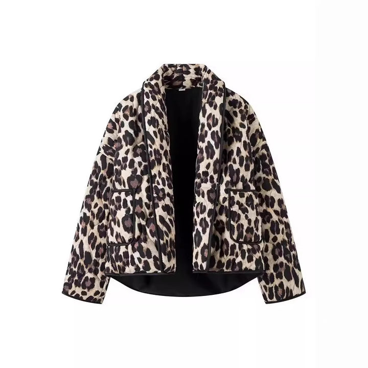 Quilted jacket for women with elegant leopard print Lune London