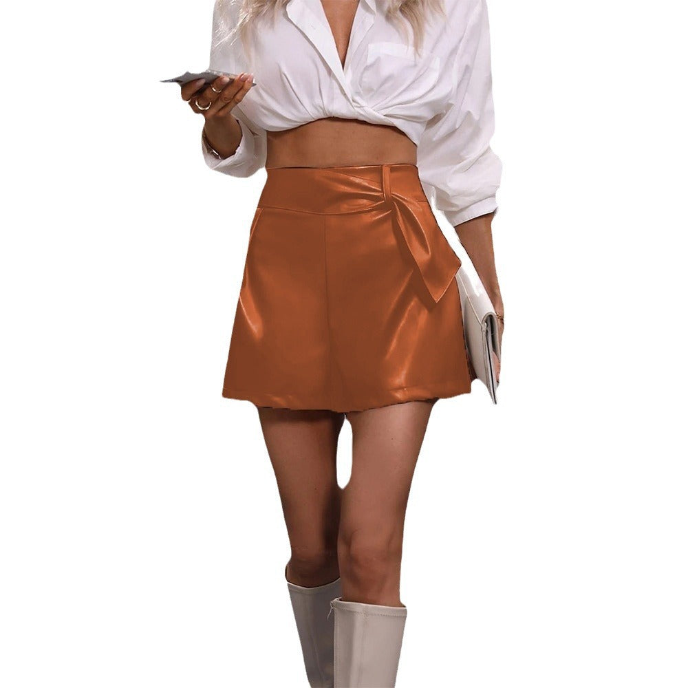 High waist mini skirt for women with bow detail Lune London