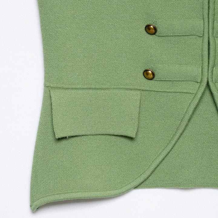 Women's Sleeveless Knitted Vest in Military Style with Decorative Metal Buttons and Patch Pockets Amarae