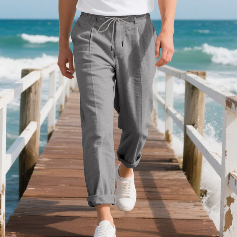 Casual chino pants for men with elastic waistband and practical side pockets Lune London