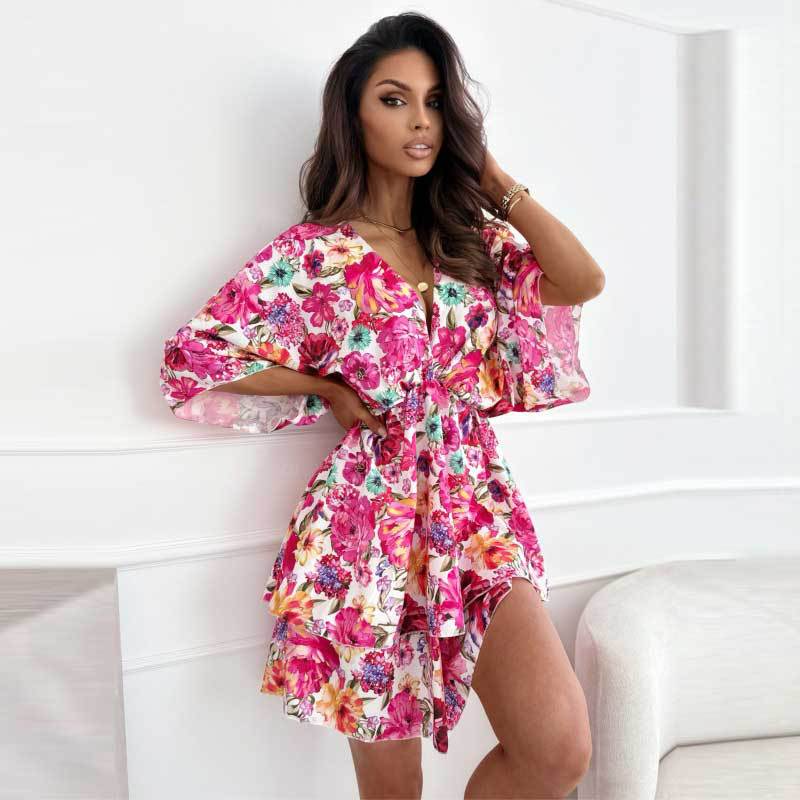 Ladies Dream Collar Floral Mini Dress Lune London