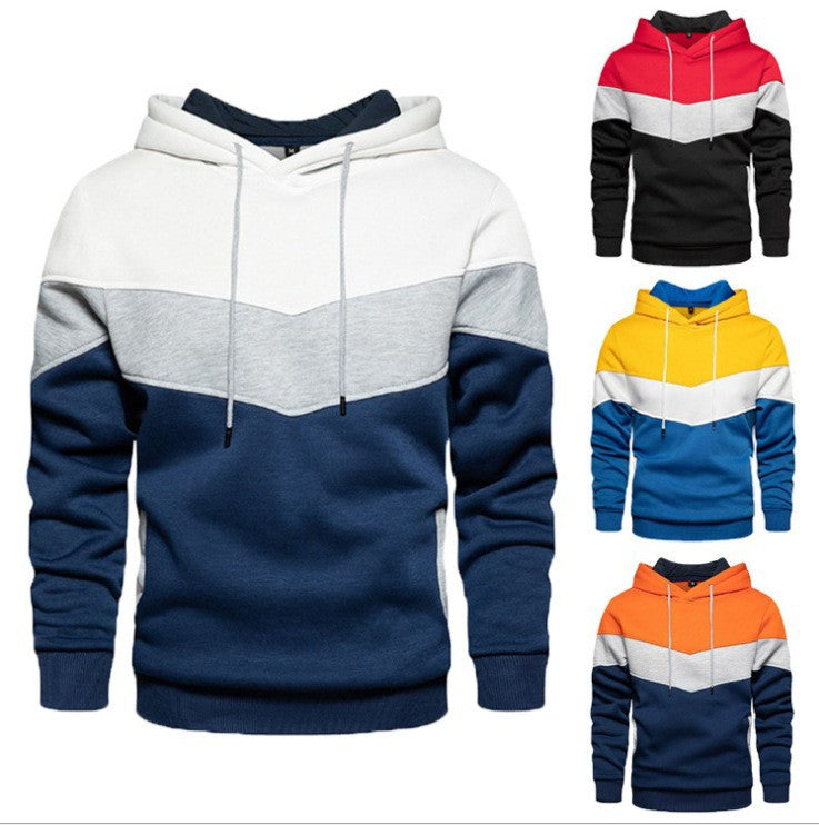 Men's Sports Hoodie with Chic Geometric Color Design