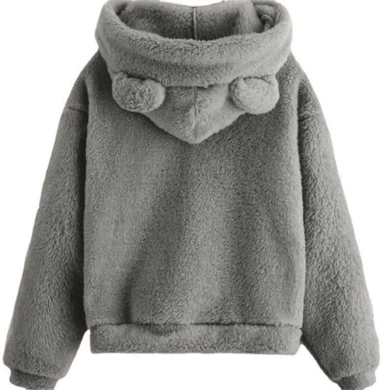 Women's Cozy Teddy Fleece Hoodie with Bear Ears and Oversized Fit Amarae