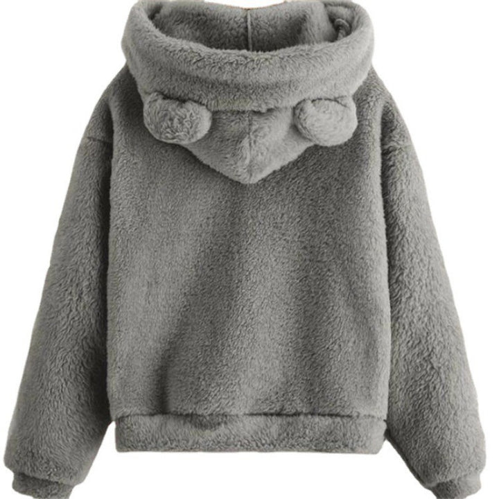 Women's Cozy Teddy Fleece Hoodie with Bear Ears and Oversized Fit Amarae