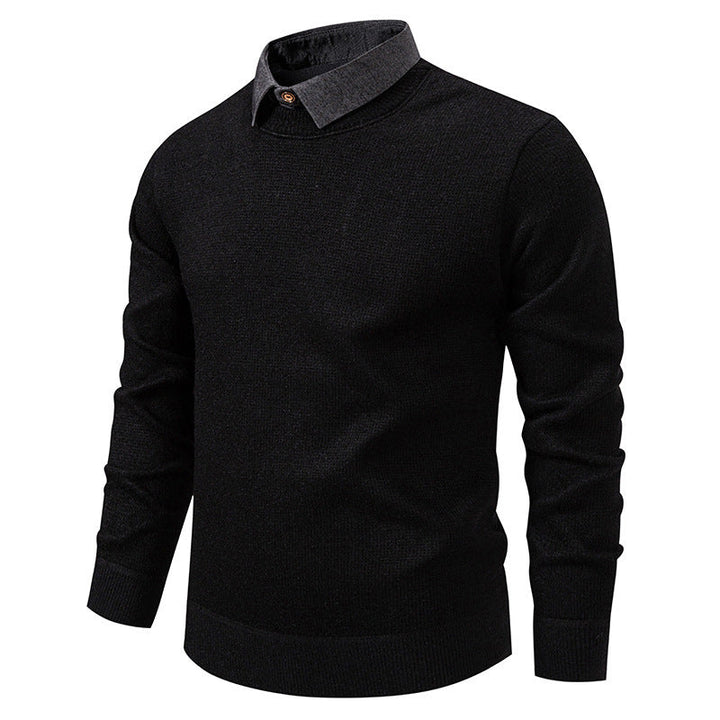 Men's Fine Knit Pullover with Modern Collar Design Lune London