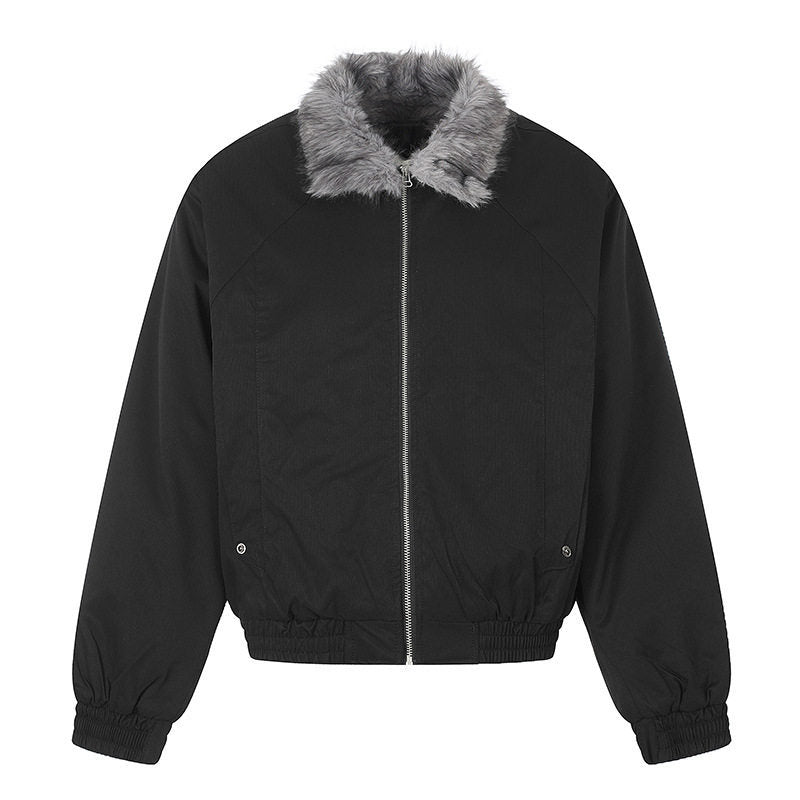 Women’s cropped bomber jacket with faux fur collar and elastic waistband Amarae