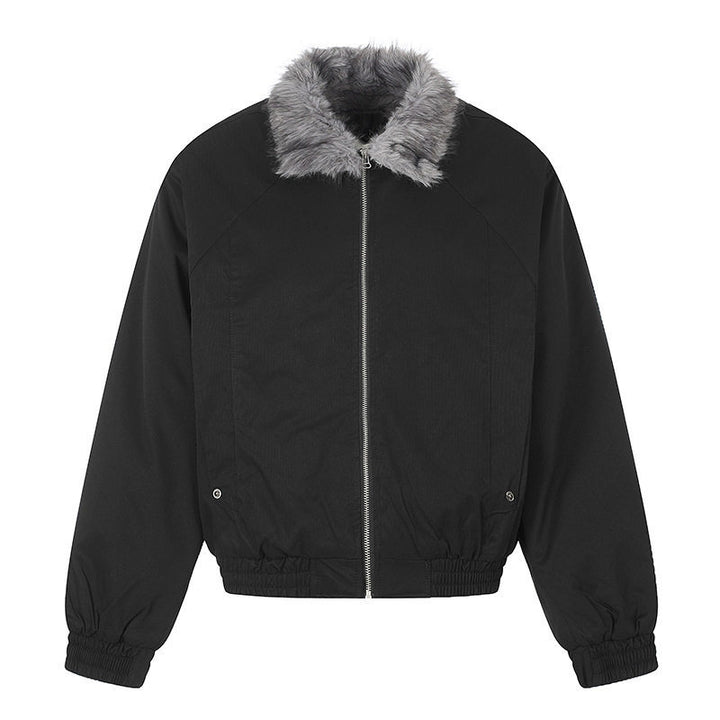 Women’s cropped bomber jacket with faux fur collar and elastic waistband Amarae