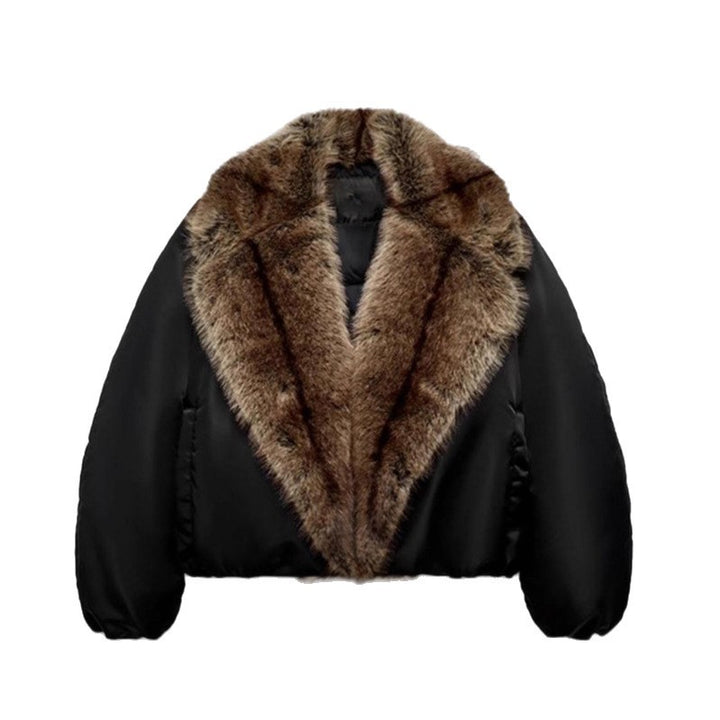 Women's short jacket with voluminous faux fur shawl collar Amarae