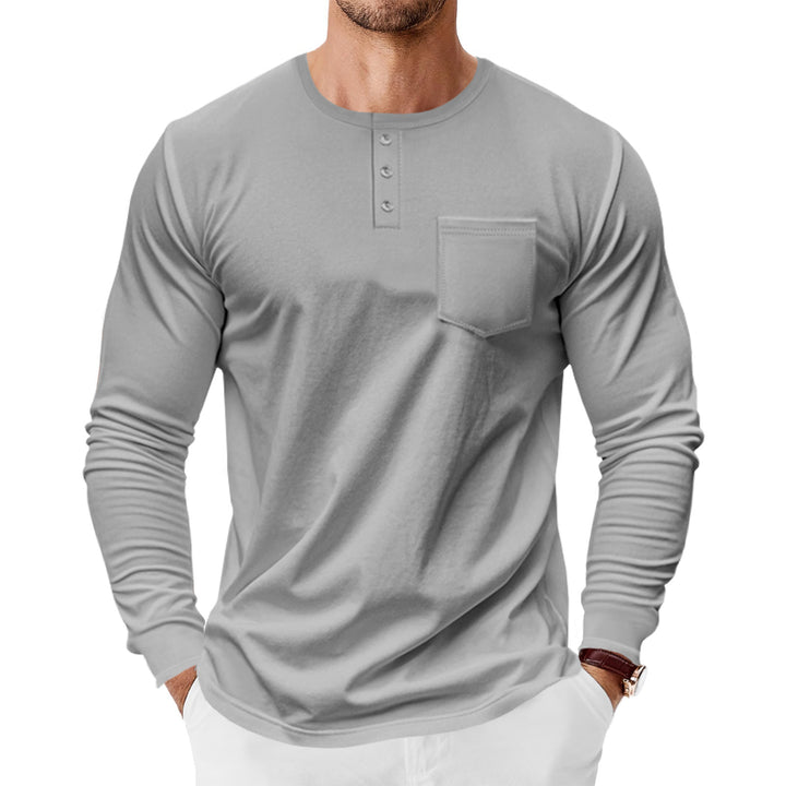 Men's long sleeve Henley shirt with practical chest pocket and trendy button details Lune London