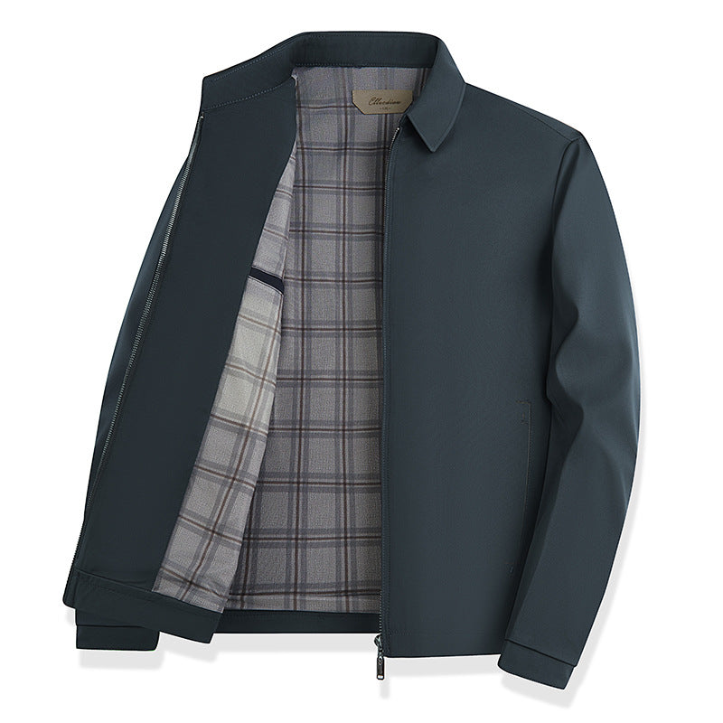 Men's lightweight transitional jacket with checked lining and concealed zipper Amarae