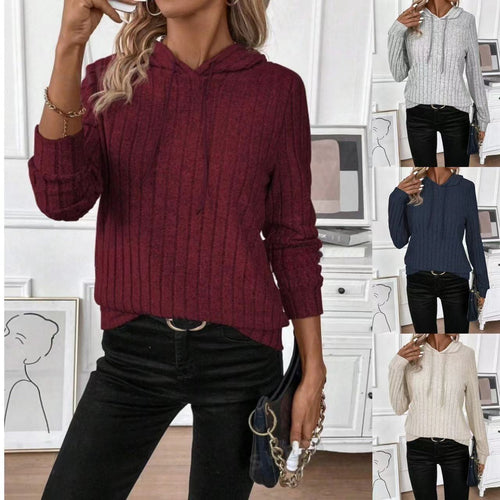 Ladies ribbed design fleece hoodie Amarae