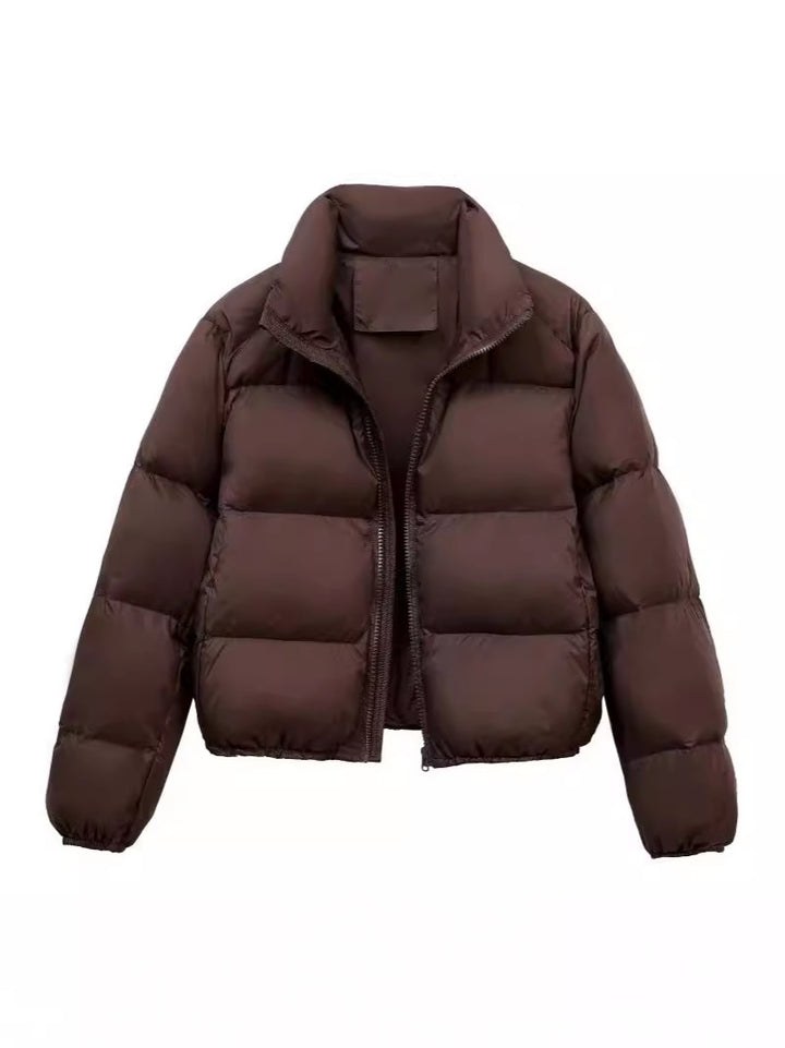 Elegant women's short down jacket with high collar and practical pockets Lune London
