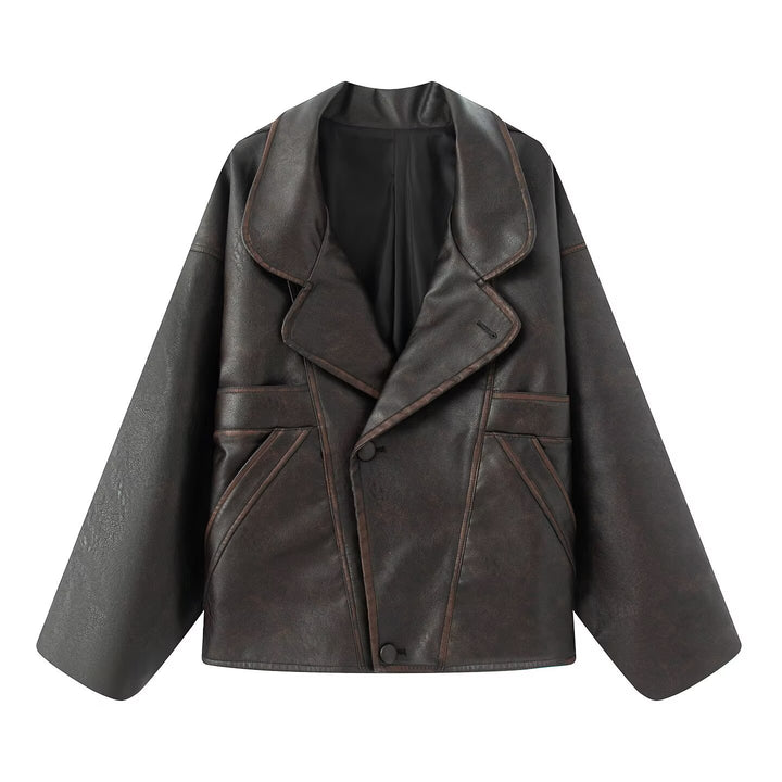 Ladies elegant faux leather jacket with oversized cut Lune London