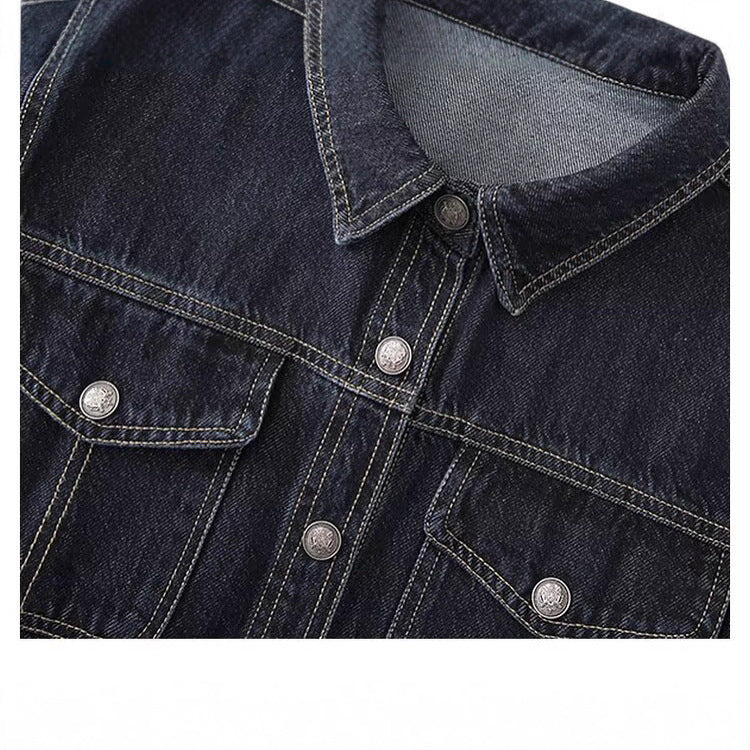 Veste en jean pour femmes avec deux poches poitrine plaquées et col classique Chic & Stil