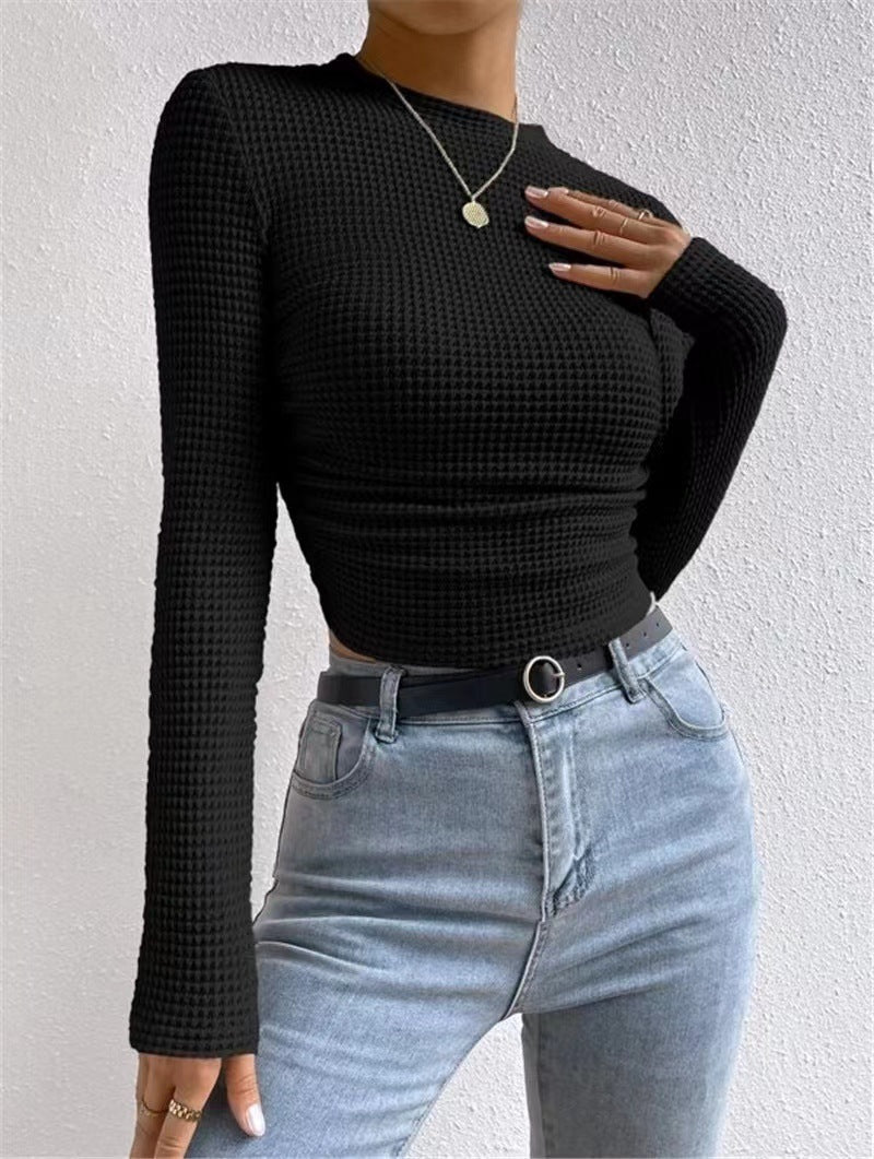 Long sleeve shirt for women in textured waffle fabric Lune London