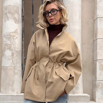 Trendy oversized jacket for women with practical waist Amarae