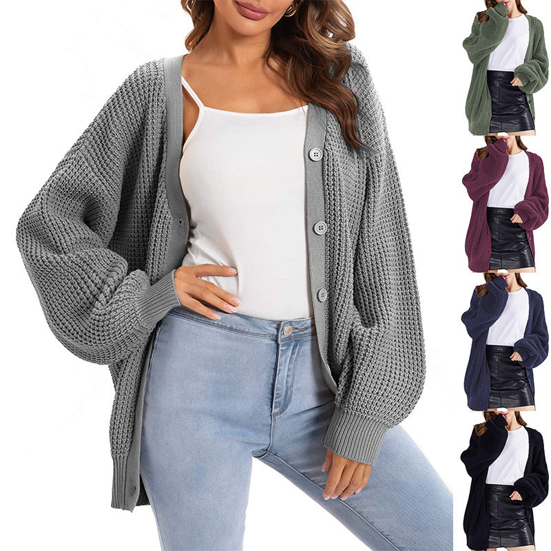Ladies chunky knit cardigan with drop sleeves Lune London