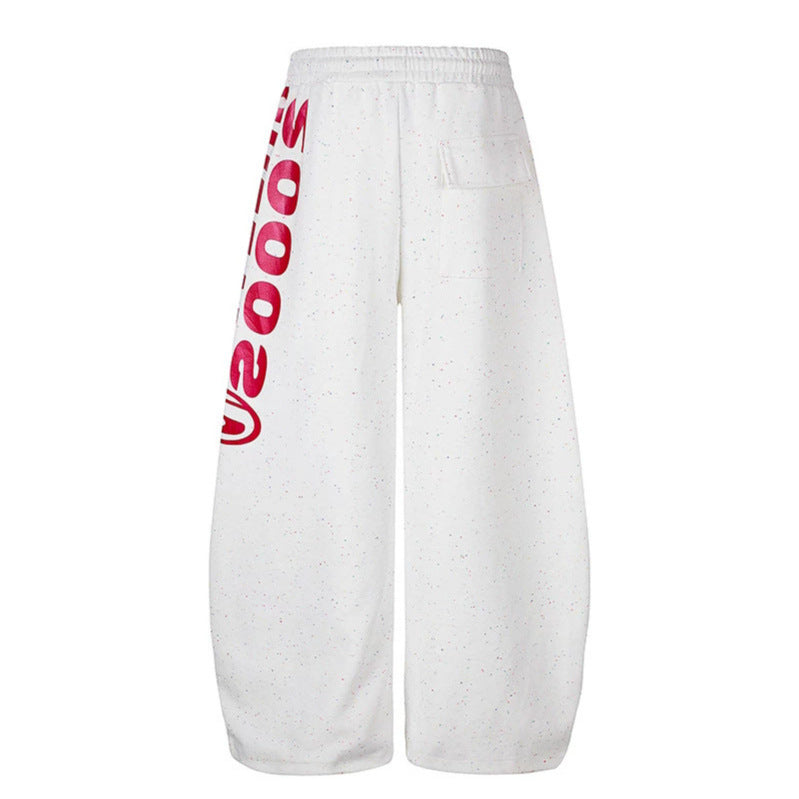 Women's wide culotte sweatpants with comfort waistband, drawstring, and side statement print Amarae