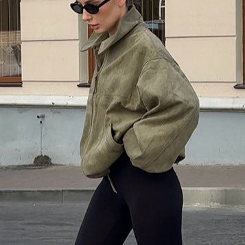 Casual oversized jacket for women in soft suede imitation Lune London